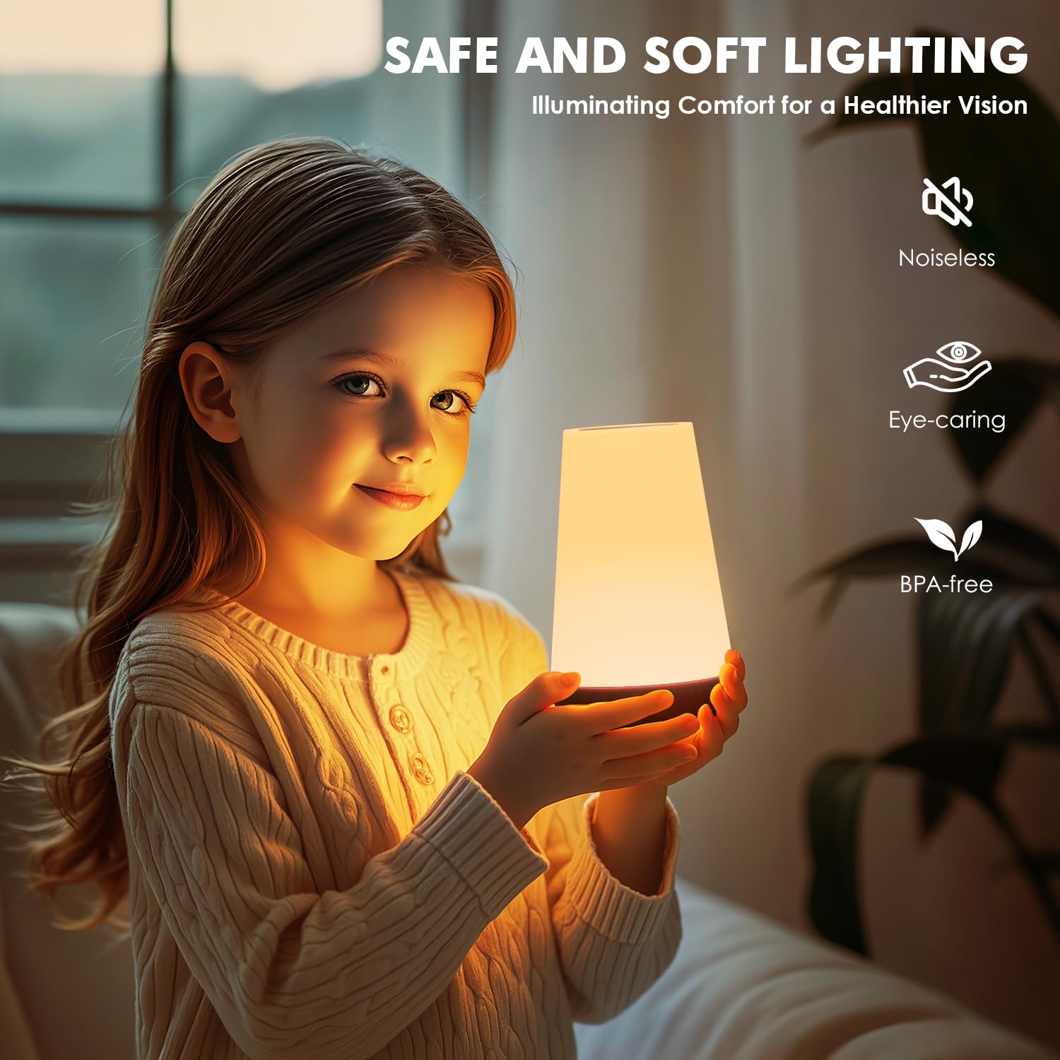 Auxmir Night Light, LED Touch Bedside Table Lamp, Remote Control Dimmable Light with RGB Color Changing, USB Rechargeable, Portable Lamp for Children, Kids, Bedroom, Living Room, Camping