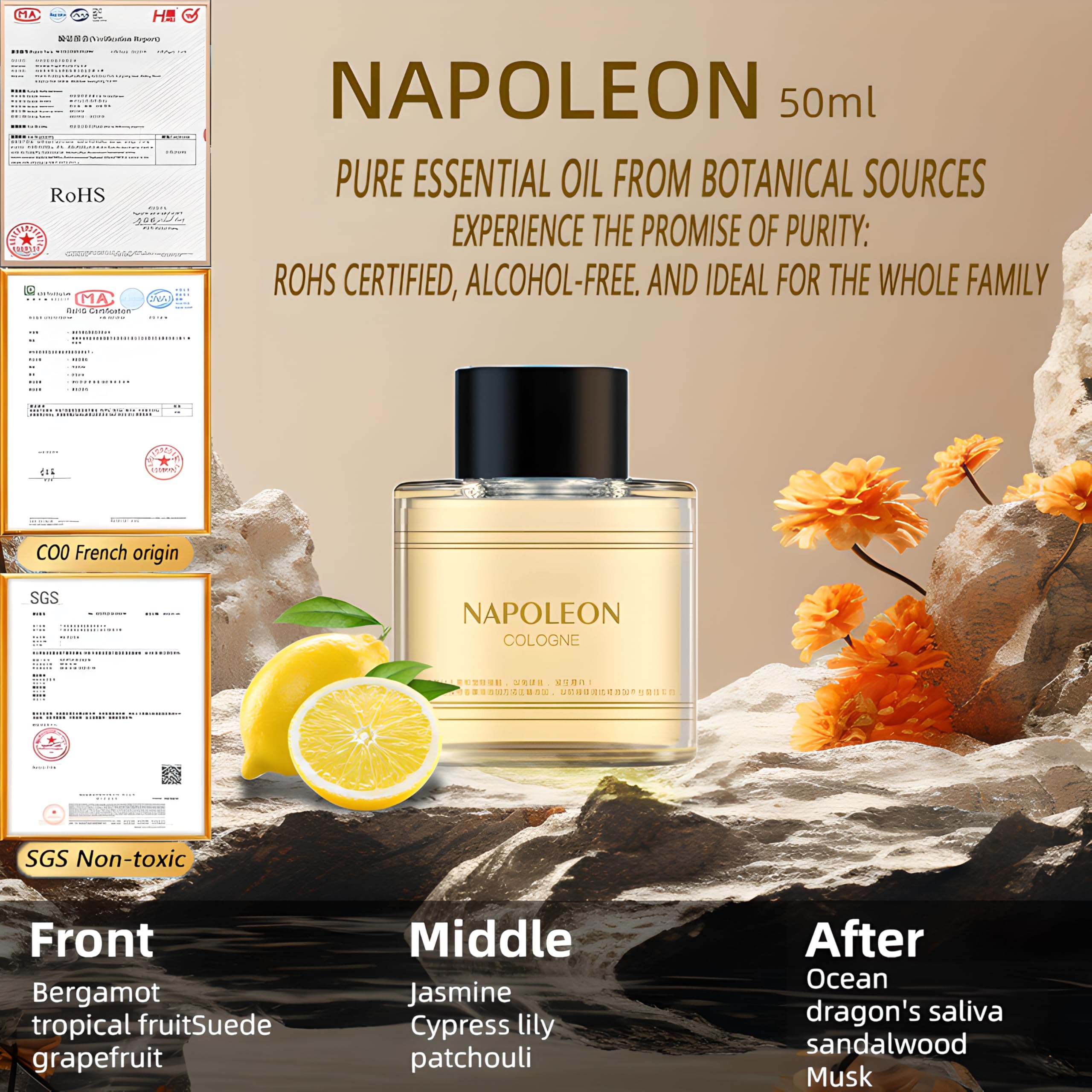 2026 Car Air Freshener Electric Diffuser with 50ml Perfumes, Ultrasonic Atomizer, Intelligent 3 Modes, Auto ON/OFF, Rechargeable Battery, Car Natural Perfume Lasts 5 Months BJ-577 (Colognee)